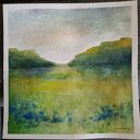 Oryginalna akwarela „Łąka” 20x20 cm - pejzaż bez ramy