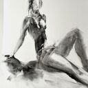 Szkic kobiety w węglu 50x70 cm - oryginalny obraz do sypialni