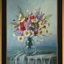 Margerytki - ręcznie malowany obraz olejny L. Olbrycht, 50x60 cm