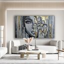 Kobiecy obraz akrylowy „Oko Duszy” 100x170 cm z płatkami złota