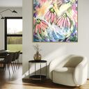 Ręcznie malowany obraz 80x80 cm - kolorowa abstrakcja na płótnie