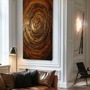 Obraz ręcznie malowany 80x160 w kolorach miedź i złoto do salonu
