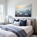 Obraz do sypialni - BIAŁE KWIATY POLNE DELIKATNY MOTYW FLORALNY - 70x50 cm (103601)