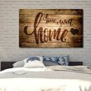 Obraz duży HOME sweet HOME 02 - 120x70 cm na płótnie beż brąz