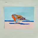 Rudzik - obraz tempera i akryl (12,5x17 cm) dla miłośniczek ptaków