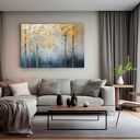 Obraz do salonu - ABSTRAKCYJNY LAS ZŁOTE LIŚCIE DRZEWA - 70x50 cm (103801)