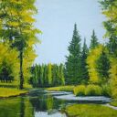 OBRAZ RĘCZNIE MALOWANY AKRYLOWY "ZIELONO MI 2" - 24x30cm