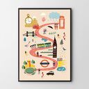 Plakat obraz Ilustracja Londynu B1 - 70x100 cm