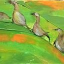 Kaczuszki. pl - ręcznie malowany obraz akrylowy z kaczuszkami 50x20x2 cm