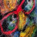 Abstrakcyjna Twarz z Włókien - obraz fiberart 70 x 100 cm