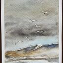 Oryginalna akwarela „Morze” 18 x 12,5 cm - bez oprawy