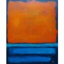 Abstrakcyjny obraz akrylowy 50x40 cm - pomarańczowo-niebieska kompozycja