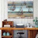 Obraz na płótnie Żaglówka statki deski shabby chic marynistyczny 120x80 cm