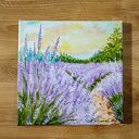 Nastrojowy pejzaż „Prowansalski Poranek” - obraz akrylowy 20x20 cm na płótnie