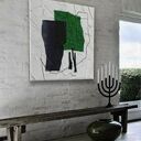 Nowoczesny obraz do salonu w zielonej abstrakcji - GREEN DOMINANTA