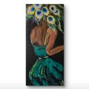 Dama w zielonej sukience - obraz akrylowy 80x40 cm