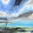 Akwarela „Niepokój” 40x30 cm - malowana ręcznie