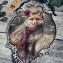 Dekoracyjny medalion vintage z lisem - rękodzieło decoupage 20x30 cm