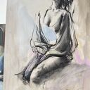 Błękitna - obraz 100x70 cm do sypialni i nad łóżko