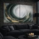 Abstrakcja Wave Ręcznie malowany obraz Dyptyk 2 szt. 100x100 cm
