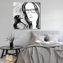 Obraz XXL KOBIETA 29 - 80x80cm na płótnie kruk loft