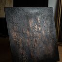Czarno-miedziany obraz strukturalny 90x80 cm do nowoczesnych wnętrz