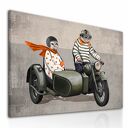 Obraz na płótnie Kurczaki na motocyklu 120x80 cm - wysyłka w 24h