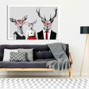 Nowoczesny obraz drukowany na płótnie - 120x80 M RODZINA JELENI Z CZERWONYMI AKCENTAMI 02456