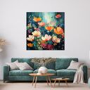 Zielony obraz abstrakcyjna łąka kwietna - kolorowy obraz wdyruk na płótnie 50x50 cm