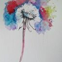 Kolorowy dmuchawiec - akwarela 18x24 cm od Pauliny Lebidy