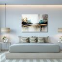 Nowoczesny obraz abstrakcyjny na płótnie 120x80 cm - turkus, złoto i czerń