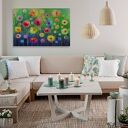 Obraz na płótnie „Kwiaty Ogród” 90x60 cm - Vaku dsgn, abstrakcyjny wzór z zawieszką do powieszenia 