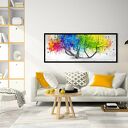 Abstrakcyjne drzewo - kolorowe plamy 147x60 cm na płótnie (gotowe do zawieszenia)