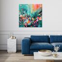 Zielony obraz abstrakcyjny - kolorowa abstrakcja na płótnie 60x60 cm
