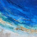 Granatowy mały obraz abstrakcyjny Ocean Maldives 20x20 cm do biura