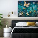 Obraz do salonu - MOTYLE WŚRÓD KWIATÓW MAGICZNY MOTYW - 70x50 cm (105101)