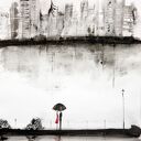 Zestaw 2 obrazów 60x80 cm - czarno-biała abstrakcja Rain, ręcznie wykonane tuszem