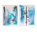 Dyptyk akwarelowy „Błękitne abstrakcje” 2 x 40 x 50 cm