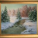 Zimowa pora w lesie - obraz olejny ręcznie malowany 60x70 cm