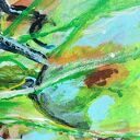 Chrząszcz brzmi w trzcinie - ręcznie malowany obraz akrylowy 30x30