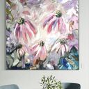 Obraz abstrakcyjne kwiaty 100x100 cm do salonu