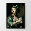 Plakat obraz lady with coffee A4 - 21.0x29.7cm
