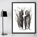 oryginalna grafika czarno-biała do ramki 30x40, rysunek tuszem A4 Body Flowers /22