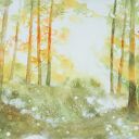 Akwarela „Świetlisty Las” - ręcznie malowany obraz na płótnie 50 x 70 cm