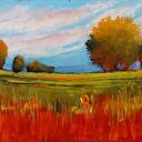 Łąka - ręcznie rysowany obraz z suchych pasteli 18 x 24 cm