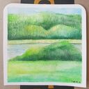 Pejzaż - oryginalna akwarela 15x15 cm, papier 300 g/m2 (bez oprawy)