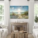 Plaża i morze w stylu Hampton - obraz na płótnie 100x70 cm