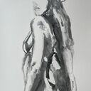 Lady 100x70 - obraz kobieta szkic z węgla na papierze