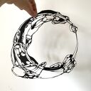 Black Ring 2 - abstrakcyjna wycinanka Enso z czarnego papieru (bez ramy)