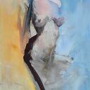 Obraz Akt Kobiecy 90x60 - pastelowy akryl do sypialni